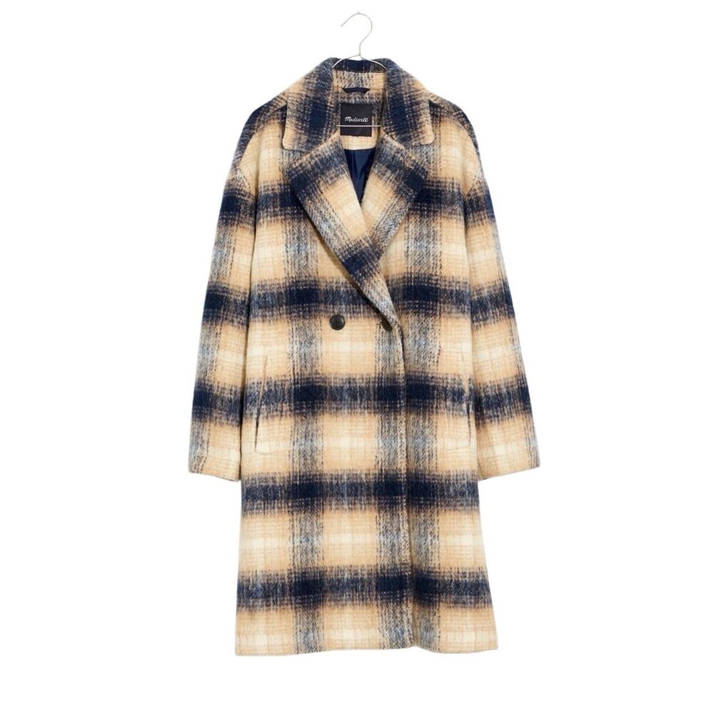 New MADEWELL courton plaid coat jacket pea cote trench long sz xxs style NC571